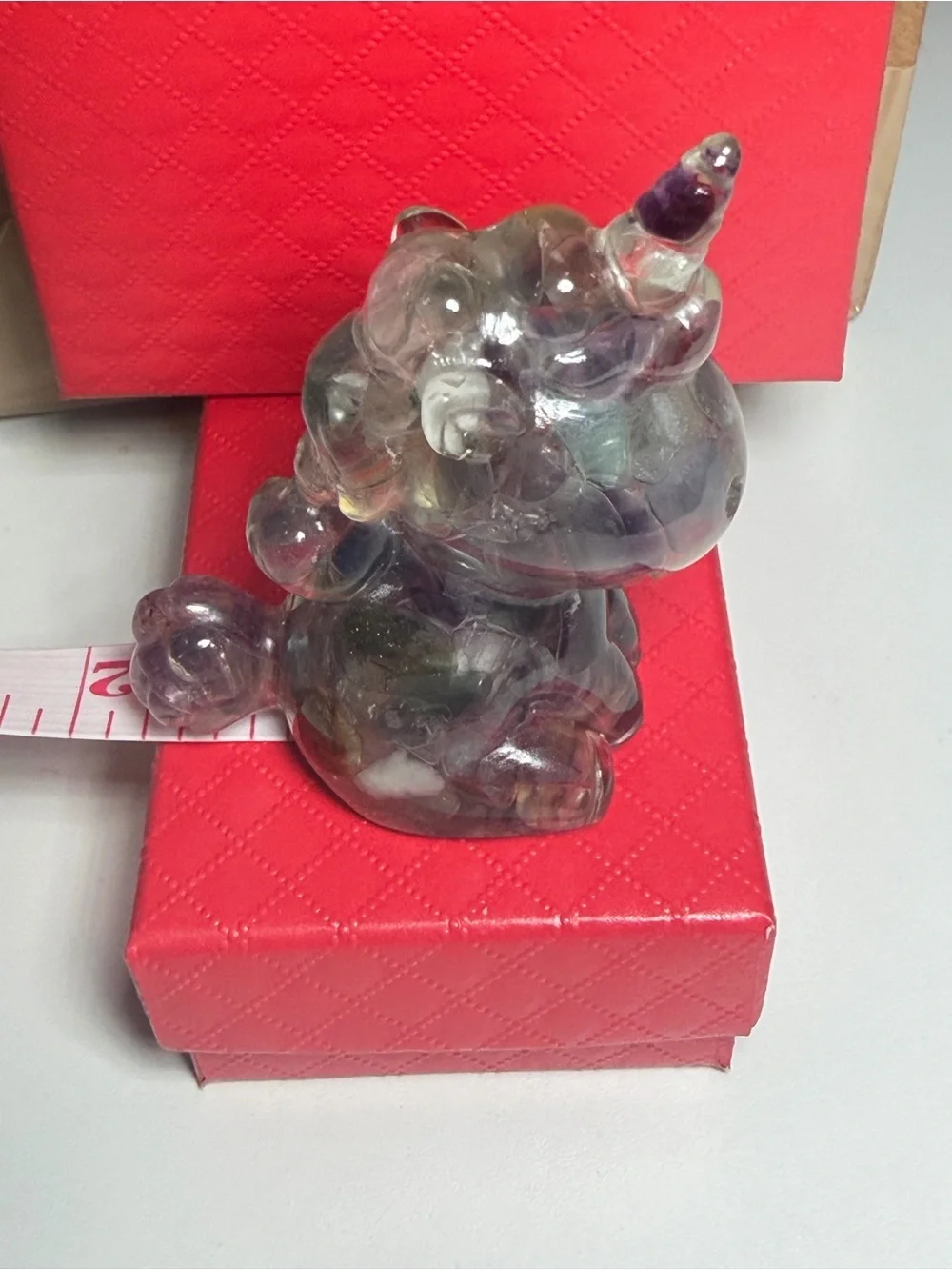Unicorn Crystal Chip Resin Purple Clear Figurine 2.5 inches